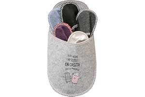 JOMIX Set Ciabatte Ospiti Divertenti da Casa 5 Paia Pantofole in Feltro con Custodia a Forma di Ciabatta Idea Regalo Originale per Ospiti Famiglia Feste e Natale