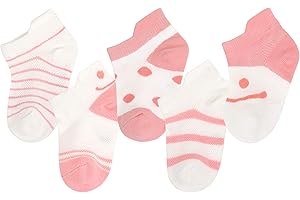 ANIMQUE Calcetines de Verano Unisex Finos Bebés Niños Calcetines Deportivos Algodón Malla Transpirable Súper Elástico Diario Básico 5 Pares