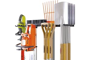 Toolganize Garden Tool Storage Rack Organiser - Garage or Shed - Heavy Duty Strong Wall Mount - Large Capacity 120kg - Battleship Build Quality., Black