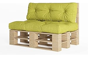 ‎CHILLY PILLEY chilly pilley Palettenauflage Schaumflocken palettenkissen Palettenpolster Palettenmöbel Palettensofa Rückenlehne Sitzkissen Seitenkissen Set (2er Set Grün)