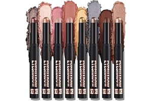 EONFAVE Eyeshadow Stick, 8 Farben Matte & Creamy Eyeshadow Stick Set, Hochpigmentierter Glitter Shimmer Eye shadow Pencil,Weicher Cremiger Glitter Eye Mkeup Pen,Wasserdichtes Langlebiges Lidschatten (B)