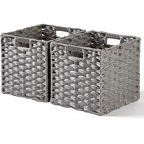 ANMINY Set 2 Cubi Portaoggetti Con Stampa Mucca | Cesti In Cotone E Lino Con Plastica PP | 27,9 Cm Pieghevoli Con Manici | Per Scaffali E Armadi