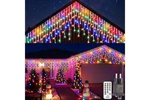 UIONVO Cortina Luces Navidad Exterior Multicolor - 10M Cortinas Luz de Navideña Cascada Exteriores Luces Impermeable Guirnalda Interior para Decoracion de Balcon terraza Jardin