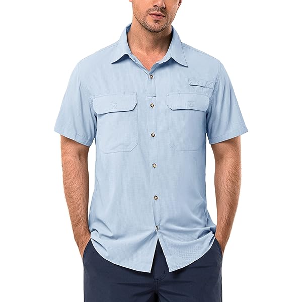 33,000ft Functioneel overhemd voor heren, UPF50 uv-bescherming, lange mouwen, ademend, button-down-hemd, outdoor, sportief vrijetijdshemd, vishemd