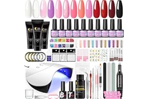 COSCELIA Kit Ongle Gel UV Complet 3 Poly Extension Gel+10 Vernis Couleurs Gel Kit Vernis Semi Permanent Faux Ongles Moules avec 36W Nail Lampe UV/LED Nail Art Ongle Gel Kit Manucure