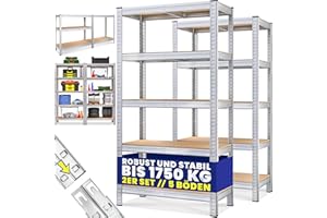 Monzana® 2X Étagères Charge Lourde 5 Niveaux 180x90x40cm Étagère métallique modulable Max 875kg Rangement Garage Atelier