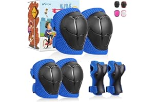 KUYOU Kids Knee Pads Set,6 in 1 Kit Protective Gear Knee Elbow Pads with Adjustable Wrist Guards Protection Safety for Rollerblading BMX Bike Bicycle Ski Sports Boys Girls Youth