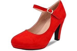 CucuFashion Mary Jane Shoes for Women - Stylish Court Shoes for Women, Block Heel Shoes Women, Comfortable High Heels for Women, Women's Mary Jane Shoes Block Heels - UK 3-8