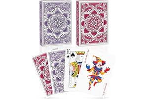 AOMAIC 2 Stück Spielkarten Standard Spielkarten Designer Profi Pokerkarten Kartendeck Spielkarten für Familien Kartenspiele Party Texas Holdem Poker Blackjack Euchre Canasta Pinochle-Kartenspiel (Rosa/Lila)