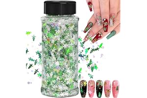 JEMESI 100g Natale Glitter, Paillettes per il Corpo, Unghie, Trucco, Scuola, Fai da te, Gioielli, Resina Epossidica, Festival, Decorazione per Feste（SD-06)