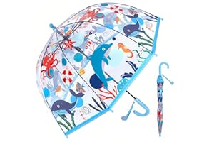 Chesoon Ombrello per bambini Carino per Ragazzi con Superficie a Cupola Trasparente Leggero e antivento per Bambini Piccoli