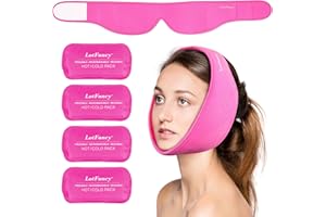 LotFancy Face Ice Pack for Wisdom Teeth, Reusable Jaw Ice Pack, Tonsillectomy Recovery, Hot Cold Ice Packs for Face, Surgery, TMJ, Pink