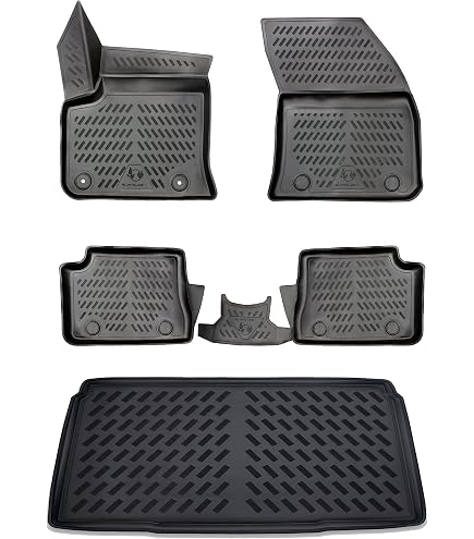Tapis De Sol Caoutchouc 3D J&J Automotive - Pour Golf 7 2012-2019 - Bord Haut, Antidérapant, Noir - Protection Intégrale