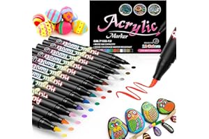 LUZOON Długopisy akrylowe Markery 12 kolorów Zestaw markerów akrylowych Wodoodporne farby akrylowe do kamienia, szkła, papieru, karty podarunkowej, drewna, albumów ze zdjęciami DIY Larghezza 1-3mm