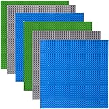 6 Kompatibel mit Bauplatte Lego Classic, Platten-Set Bauplatte Kompatibel mit Meisten Marken, Grundplatte,Grüne Blaue Graue G