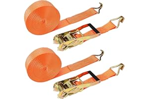 YOUNTHYE 2x5000Kg Heavy Duty Ratchet Straps, 50MM x 6M Ratchet Strap with Hooks, Metal Ratchet Tie Down Straps Adjustable Tensioning Belts Lashing Strap for Luggage, Motorcycle, Cargo, Trailer
