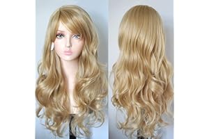 YEESHEDO 28" 70 cm Blond Cosplay Kręcone Peruki Kobiety, Długie Faliste Włosy Syntetyczne Cosplay Wig Anime Party Halloween Peruki