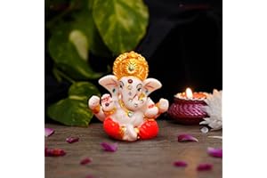 TIED RIBBONS Ganesh Idol | Ganesh Statue Sculpture for Car Dashboard, Temple Decor | Indian God | 2.3 Inch, Resin | Car Dashboard Accessories | Ganesh Decorations for Home, Return Gifts