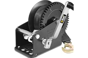 Bravex Boat Trailer Winch 2000lbs/907kg Heavy Duty Portable Hand Winch Marine Two Way Ratchet Manual Winch for Boat ATV RV Trailer