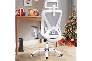 DoChair Silla de Oficina ergonómica, Silla giratoria de Espalda Alta con Soporte Lumbar, reposacabezas Ajustable, Silla de Oficina, Altura Regulable, Silla ejecutiva, 150 kg (Gris)