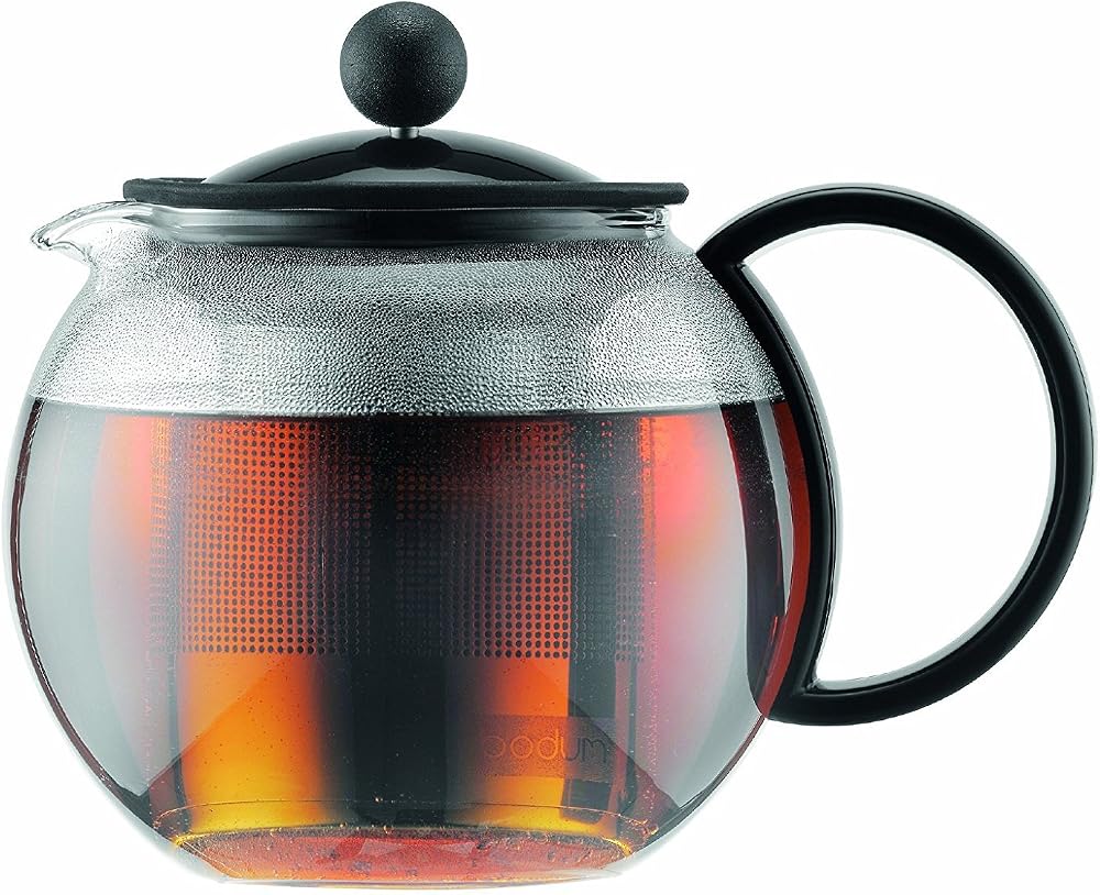 Bodum Assam French Press Çay Demliği, Kalıcı Paslanmaz Çelik Filtre, Siyah, 0,5L