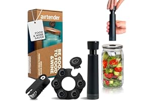 Airtender Juego de botellas de vacío con bomba de vacío, 6 tapones de vino, caja de regalo