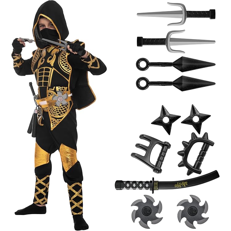 Widmann Kinder-Kostüm Ninja – Komplettes Set Mit Kapuze, Maske & Accessoires Für Karneval & Rollenspiel
