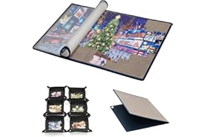 Tektalk Planche à puzzle pliable avec 6 plateaux de tri, tapis de puzzle portable avec couverture anti-poussière pour puzzle, jusqu'à 1500/2000 pièces (jusqu'à 1000 pièces, planche grise avec 6