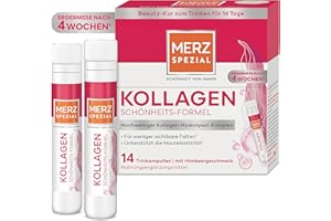‎MERZ SPEZIAL Merz Spezial Kollagen Schönheits-Formel Trinkampullen – Hochwertige Beauty Ampullen mit Kollagen-Hydrolysat-Komplex, Biotin, Niacin, Zink, Vitamin C & E – 14 x 25 ml