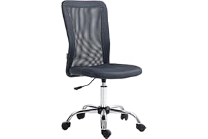 Vinsetto Mesh Office Chair, Desk Chair, Armless Swivel Computer Chair with Rolling Wheels for Study and Work, Dark Grey