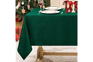 Softalker Christmas Table Cloth Green Xmas Tablecloth Rectangular Large Jacquard 140x300 cm Wipe Clean Table Cover Water Resistant Table Cloths for Party Home Decorations Dining Kitchen,55x118 inch