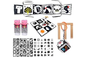 CELERAUR Livre Tissu BéBé Eveil Pliable RéUtilisable, Jouet Eveil Bebe 0-3 Mois, Livre Sensoriel Bebe, 41 Livre Noir Et Blanc BéBé, Jouet Livre Tissu, Livre Tissu BéBé pour 0-12 Mois Bébé Cadeau Naissance