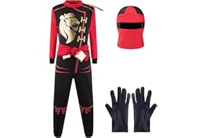 Katara 1771-04 1771 - Ninja Kostüm Anzug, Kinder, Verkleidung Fasching Karneval, Größe S, Rot Schwarz