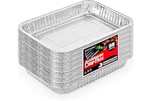 Stock Your Home 1.25” Aluminum Drip Pan (25 Count) Disposable Foil Liner, Compatible with Weber Grills, Dripping Pans, BBQ Grease Tray to Catch Oil, Outdoor Weber Grill Accessories