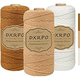 DXRPO Macrame Yarn, 3 mm x 100 m, Macrame Cotton Cord for Crafts, Hanging Plants, Christmas, Bohemian Decoration (Natural, Br