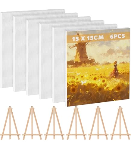 Keilrahmen-Leinwand Mit Tisch-Staffelei – Vorgespannte, Grundierte Mini- Leinwand 18,5x12 Cm Mit Holzständer, Perfekt Für Kinder & Erwachsene Zum Malen Mit Acryl-, Öl- Oder Wasserfarben – Inkl. Staffelei 24x18 Cm Kunstbedarf Set