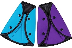 HONGXIN-SHOP Regolatore per Cintura di Sicurezza Universale Spalla Copertura di Sicurezza Cinghia del Cablaggio Triangolo Regolabile Protezione Pad per Bambini e Adulti Viola Blu 2 Pezzi