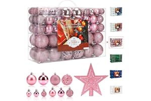 ‎AITSITE Aitsite 100 Stück Christbaumkugeln Rosa Weihnachtskugeln 6CM/4 cm/2 cm Kunststoff Christbaumschmuck Wandbehang Ornamente Weihnachtsbaum Kugeln Flitter Tür Dekorationen Festival Dekore