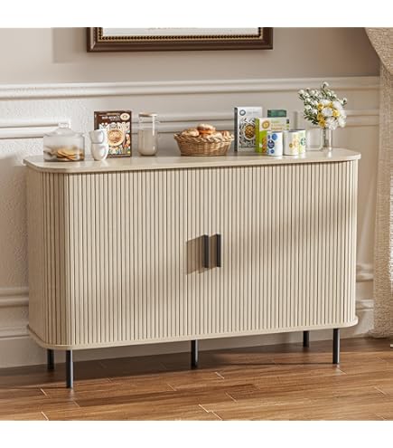 Yvsevnr Sideboard Mit Rattantüren - Landhausstil Aufbewahrungsschrank Für Küche & Wohnzimmer