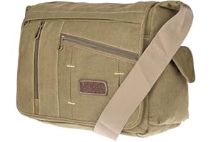 Christian Wippermann große XL Herren Damen Tasche Umhängetasche Canvas Messenger Bag Grün