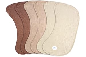 lulumoon Musselin Spucktücher Baby 6er - Baumwolle Mullwindeln Spucktücher für Junge und Mädchen - 54 x 28CM (Braun)
