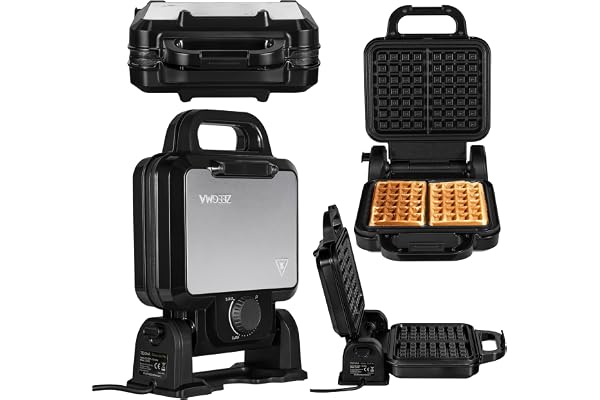 ZEEGMA GOFREE CHEF Gaufrier Haute Puissance 1200 W pour Gaufres Belges, Double Revêtement Antiadhésif, Contrôle de la Température, Indicateur de Cuisson, Gaufres Épaisses, Grille Profonde (CHEF PRO)