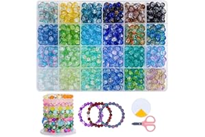 ‎YJWZ YJWZ 520 Stück Perlen für Armbänder,8mm Bunte Runde Edelsteine Perlen zum Auffädeln,Armbänder Selber Machen für Kinder Erwachsene, Glasperlen Set mit Löchern für die DIY-Schmuckherstellung