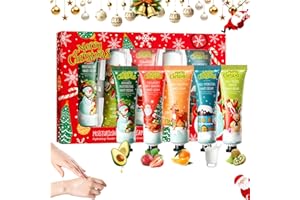 AONAT Coffret Crème Mains Noël 5pcs,Set Cadeau Hydratant Femme & Homme,Crèmes Mains Parfumées Karité pour Mains Sèches,Calendrier de l’Avent Remplissage,Idée Cadeau Noël