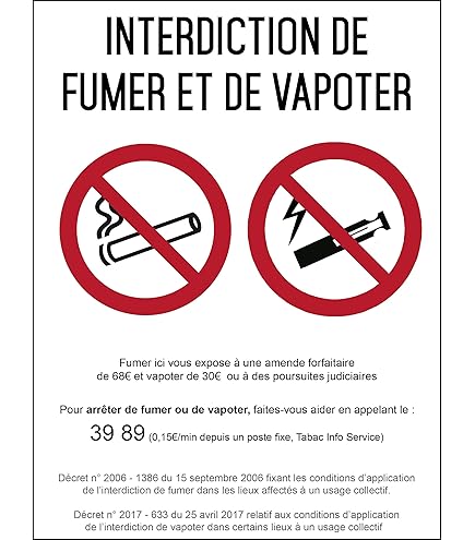 10 Stickers interdiction de vapoter autocollant cigarette lectronique  interdite autocollants rond 95 m plastique avec protection UV interdiction cigarette  lectronique tiquette affiche ne pas fumer : Amazon.fr: Bricolage