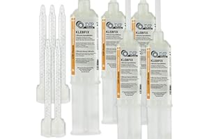 DIP TOOLS DIP-Tools KLEBFIX - Pegamento Epoxi de 2 Componentes para Madera, Metal, Vidrio, Plástico y Más en Sólo 5 Minutos - transparente (5x25ml)