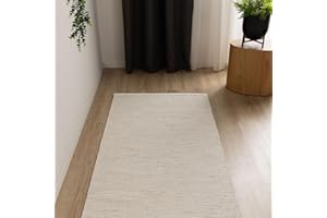 ‎INTERIYOU Interiyou handgewebter Baumwollteppich Riga - 80x250 cm Creme - Handwebteppich für Wohnzimmer, Schlafzimmer - 100% Handarbeit Naturfaser Teppich Flachgewebe