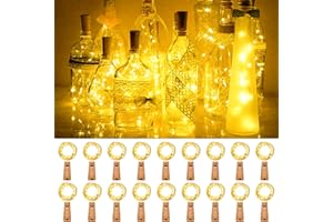 Kolpop Bottle Lights with Cork, 18 Packs New Upgrade Wine Bottle Lights Battery Operated, 2m 20 LED Mini Fairy Lighting Indoor for Party Wedding Christmas Birthday Table Jars DIY Decor(Warm White)