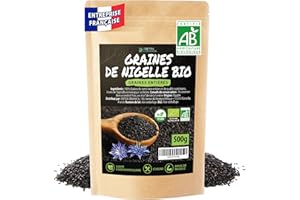 DETOX ORGANICA Graine de Nigelle - Graine de Nigelle Bio - Cumin Noir - 500g de Graines de Nigelle d'Egypte - Véritable Cumin Noir Alimentaire Certifié Pur et d'Agriculture Biologique (500g)