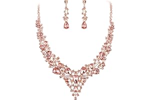 EVER FAITH® Femme Parure Vintage Bijoux Mariage Cérémonie Soirée Cristal Autrichien Strass Collier Boucle d'oreille Ensemble Fantaisie Goutte d'eau Rond